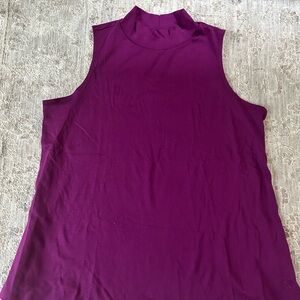 NWOT Isaac Mizrahi Live Mock Neck Sleeveless Top Shirt Tunic Burgandy Sz 1X Chic